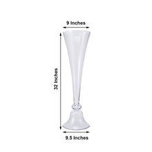 32 Inch Tall Clear Glass Reversible Trumpet Vase Set of 2