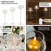 Set of 3 | Long-Stem Clear Glass Pedestal Table Vase Centerpieces
