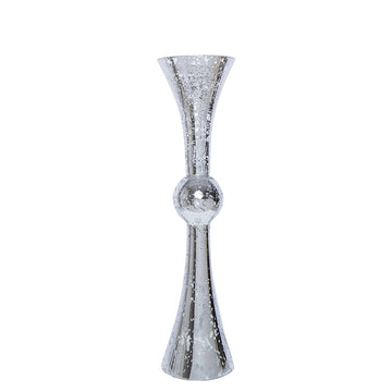 Elegant Silver Mercury Reversible Latour Trumpet Glass Vases 24" Tall