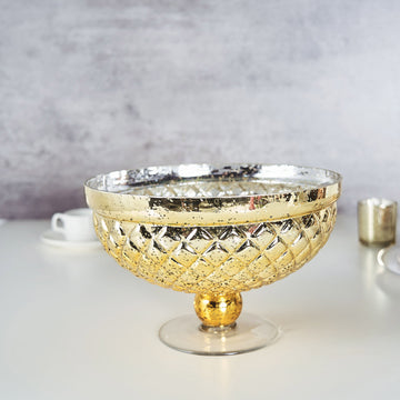 Elegant Gold Mercury Glass Compote Vase for Stunning Tablescapes