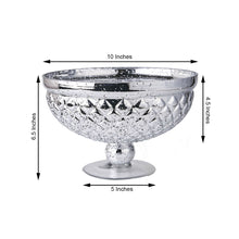 10 Inch Silver Compote Vase Mercury Glass Pedestal Bowl for Centerpieces