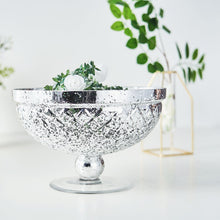 Mercury Glass Pedestal Bowl in Silver 10 Inch for Centerpiece