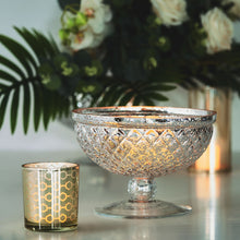 Mercury Glass Pedestal Bowl Centerpiece in Silver 8 Inch