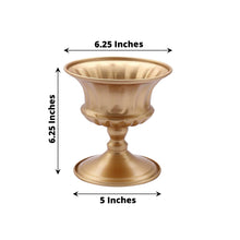 2 Pack Of Gold Metal Pedestal Flower Pots With Roman Design 6 Inch