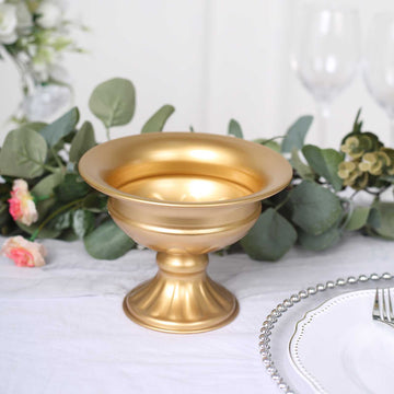 Elegant Gold Metal Wine Goblet Style Flower Table Pedestal Vase