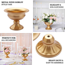 2 Pack Gold Metal Flower Pedestal Table Vase In Wine Goblet Style 4 Inch