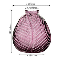 4 Pack Of 5 Inch Assorted Color Round Embossed Glass Leaf Bud Vases