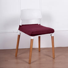 Slide-On Burgundy Velvet Dining Chair Seat Cover With Ties