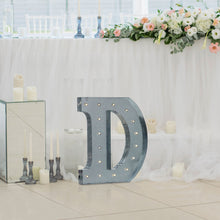 Vintage Galvanized Metal Marquee "D" Letter Light Cordless With 16 Warm White LED 20"