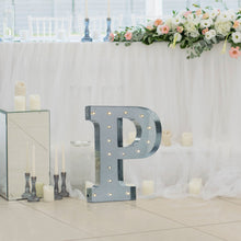 Vintage Galvanized Metal Marquee "P" Letter Light Cordless With 16 Warm White LED 20"