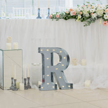 Vintage Galvanized Metal Marquee "R" Letter Light Cordless With 16 Warm White LED 20"