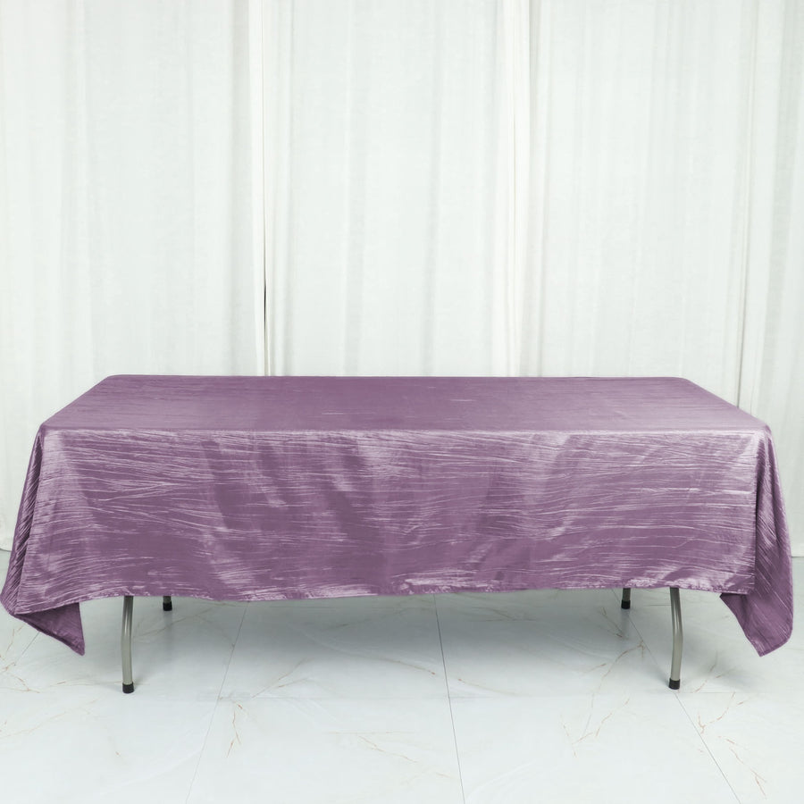 Violet Amethyst Accordion Crinkle Taffeta Rectangle Tablecloth 60 Inch x 102 Inch 