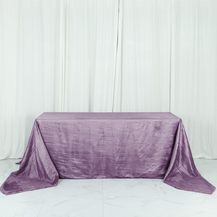 Violet Amethyst Accordion Crinkle Taffeta Rectangle Tablecloth 90 Inch x 132 Inch 