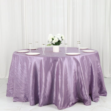 132" Violet Amethyst Accordion Crinkle Taffeta Seamless Round Tablecloth