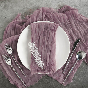 5 Pack | Violet Amethyst Gauze Cheesecloth Boho Dinner Napkins | 24"x19"