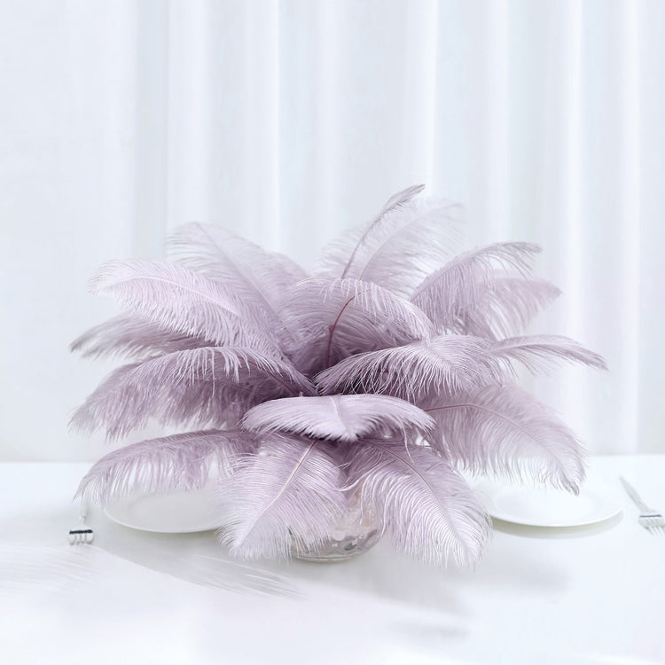12 Pack Violet Amethyst Ostrich Feathers For DIY Centerpieces