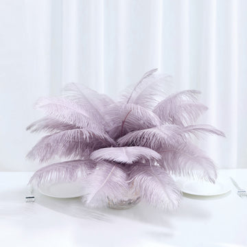 12 Pack Violet Amethyst Natural Plume Real Ostrich Feathers, DIY Centerpiece Fillers 13"-15"