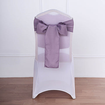 5 Pack Violet Amethyst Polyester Chair Sashes 6"x108"