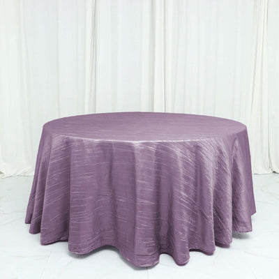 Round lavender tablecloth draped elegantly on a table.