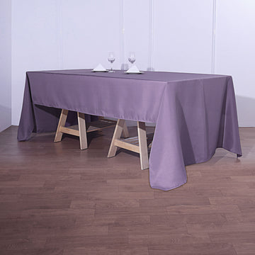 72"x120" Violet Amethyst Seamless Polyester Rectangle Tablecloth, Reusable Linen Tablecloth