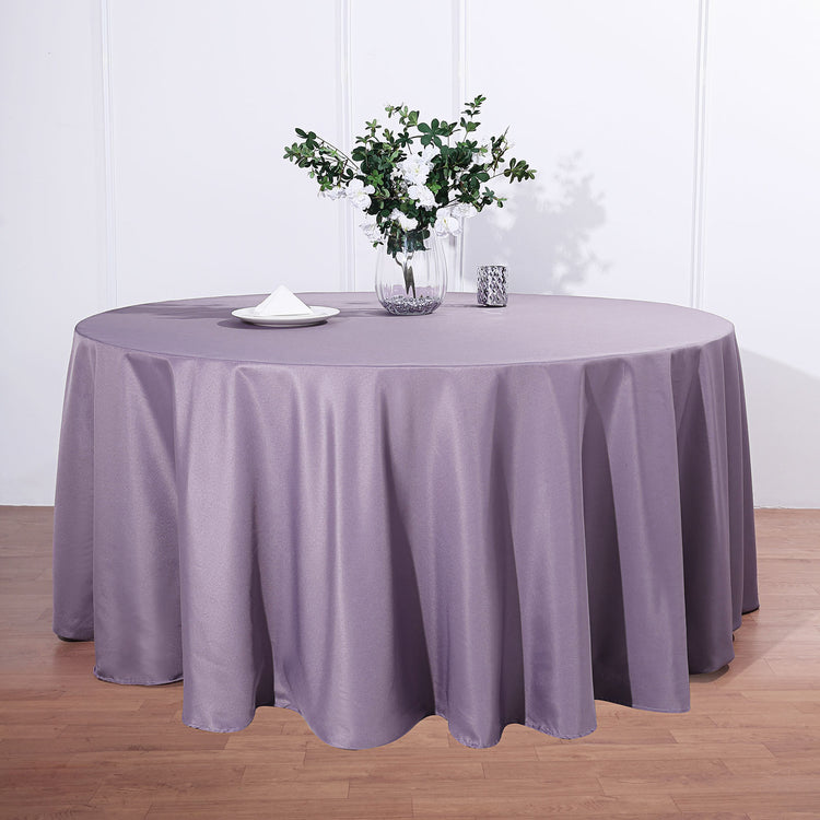Violet Amethyst Polyester Seamless Round 132 Inch Tablecloth