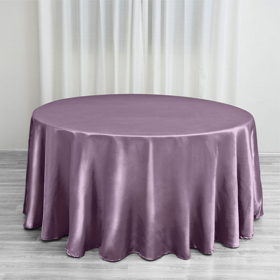 Violet Amethyst Satin Round Tablecloth 120 Inch