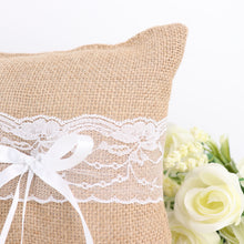Natural Burlap & Lace Flower Girl Petal Basket and Ring Bearer Pillow Wedding Set of 1