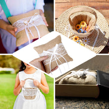 1 Set Natural Burlap & Lace Flower Girl Petal Basket and Ring Bearer Pillow for Wedding