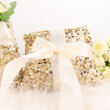 1 Set Gold Sequin Material Flower Girl Petal Basket and Ring Bearer Pillow for Wedding