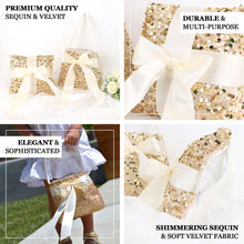 Petal Basket and Ring Bearer Pillow Wedding Set for Flower Girl 1 Set Gold Sequin Material