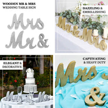 Freestanding "Mr & Mrs" Gold Glittered Wooden Letter Photo Props