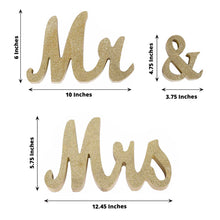 Freestanding Gold Glittered "Mr & Mrs" Letter Photo Props