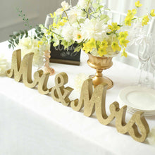 Mr & Mrs Gold Glittered Wooden Freestanding Letter Photo Props