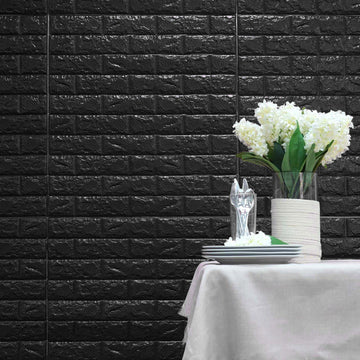 Enhance Your Space with Black Foam Brick Peel And Stick 3D Wall Tile Panels