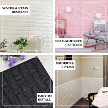 10 Pack | White Foam Brick Peel And Stick 3D Wall Tile Panels - Covers 58sq.ft