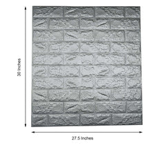 Self Adhesive Metallic Silver Foam Brick Peel And Stick 3D Wall Tile Panels - Covers 58sq.ft