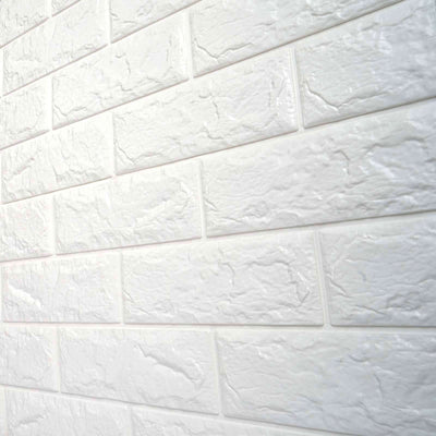 White textured brick wall paneling for interior design or renovation projects.