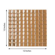 Rose Gold Peel And Stick Square Mirror Backsplash Tiles 12 Inch x 12 Inch Pack Of 10