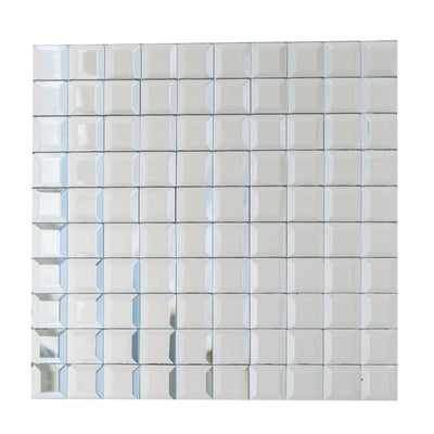 Mirrored mosaic tile sheet with a glossy finish, perfect for decorative walls.