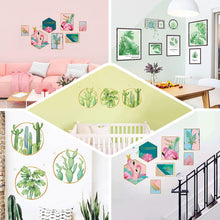 Tropical Wall Decals With Green Palm Leaves & Flamingo