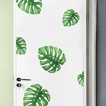 Add a Tropical Vibe with Green Tropical Monstera Leaves Wall Decals