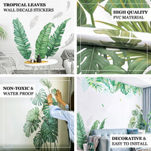 Green Tropical Plant Wall Decals Hanging Leaves Stickers