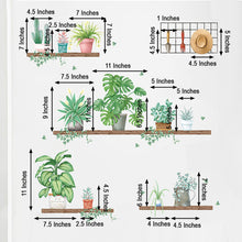 Wall Decals - PVC Material, Green Color, Shelves Shape, Potted Plants Style