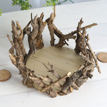 Rustic Natural Wooden Candle Holder Centerpiece