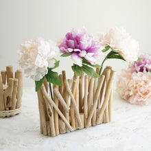 Driftwood Tall 7 Inch Wooden Hydroponic Flower Vase with 5 Inch Cylinder Glass Tubes 