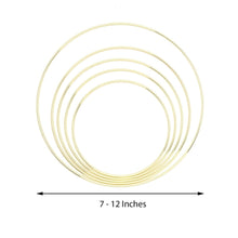 Floral backdrop décor, floral supplies, greenery & flower wall panels, greenery & flower wall panels - Steel Gold Metal Hoop Circle with a measurement of 7 - 12 inches