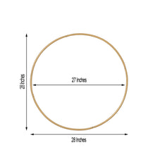 Steel Gold Metal Hoop Circle with measurements of 28 inches and 27 inches