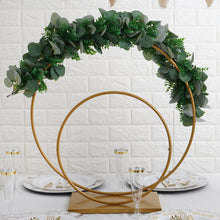 Gold Metal Double Hoop Flower Stand 24 Inch 16 Inch