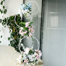 3 Feet White Metal Hoop Pillar Wreath Arch Stand Flower Stand 4 Tier