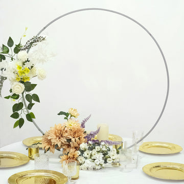 Stunning Silver Metal Round Hoop Wedding Centerpiece